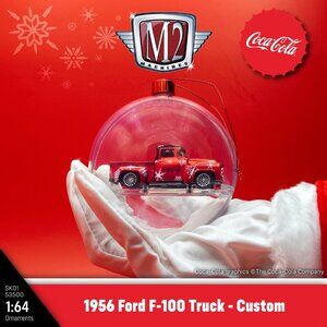 M2 Machines Coca-Cola 1956 Ford F-100 Truck (Custom) Ornament – 1:64 scale.